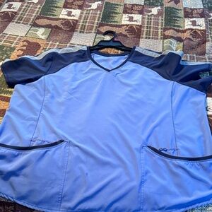 Women's V-Neck Top in Blue and Navy